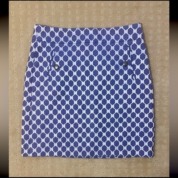 LOFT Outlet Short Skirt with Geometric Design, Periwinkle, Sz 2P - Picture 2 of 7